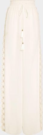 Ramy Brook Athena Lace-Trim Palazzo Pants
