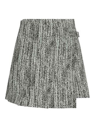 Ganni Cotton Tweed Wrap Mini Skirt