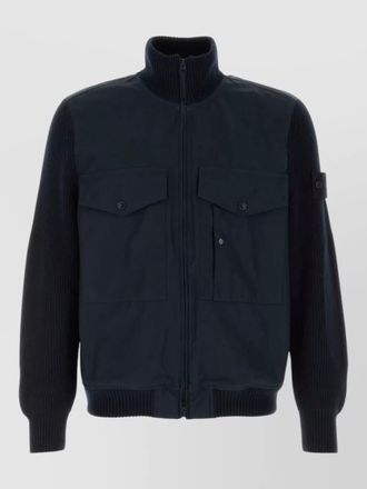 Stone Island cotton jacket long sleeves ribbed collar cuffs