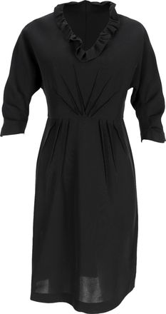 Prada Prada midi-jurk met ruches aan de halslijn in zwarte viscose