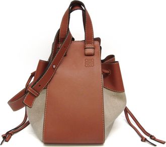 Loewe Hammock Leather And Canvas Brown Leather Handbag (Pre-Owned)