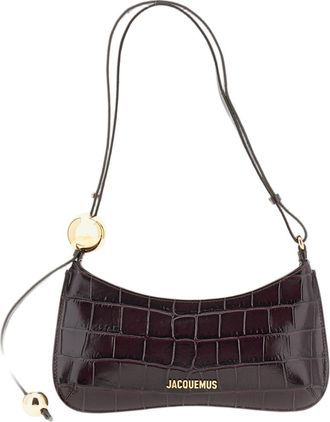 Jacquemus Burgundy Le Bisou Perle Croc-Effect Leather Shoulder Bag