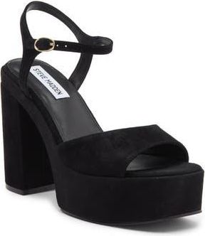 Steve Madden Odina Ankle Strap Platform Sandal in Black Suede at Nordstrom Rack, Size 10