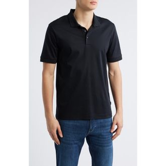 BOSS Phillipson Mercerized Cotton Polo in Black at Nordstrom Rack, Size X-Large