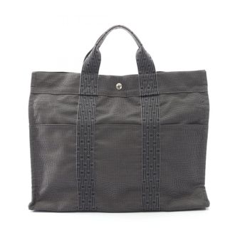 Herm&egrave;s Gray Nylon Canvas Tote Bag (Pre-Owned)