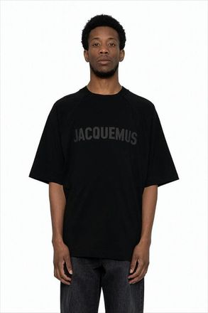Jacquemus Minimalistic Black Short-Sleeve Tee With Tonal Logo