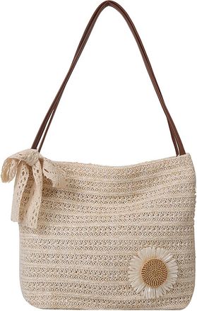 Generic Women Straw Woven Shoulder Bag Female Hobo handbags for Travel Work (Coffee) (Coffee)