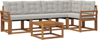 vidaXL Conjunto De Sof&aacute;s De Exterior 6 Uds. Gris Natural Y Claro Vidaxl