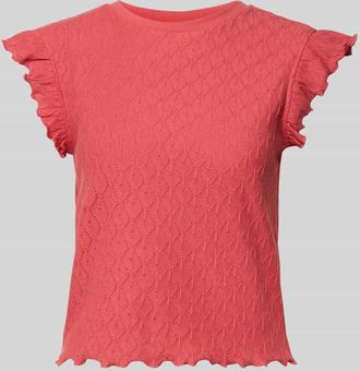 Jake*s Casual Strickshirt mit Rundhalsausschnitt und Wellensaum in Koralle, Gr&ouml;&szlig;e XXL