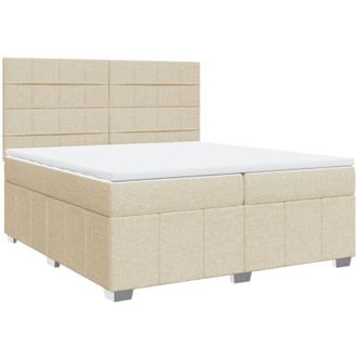 vidaXL Vidaxl - Cama Box Spring Con Colch&oacute;n Tela Color Crema 200x200 Cm