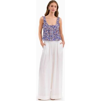 Rebecca Taylor Daphne Crinkle Tank in Iris Multi at Nordstrom, Size Medium