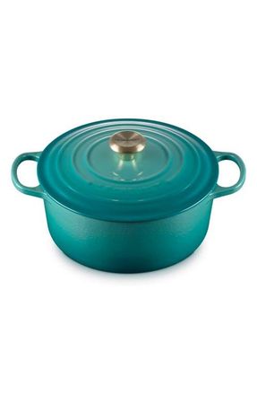 LE CREUSET Signature 5.5-Quart Round Enamel Cast Iron French/Dutch Oven in Riviera at Nordstrom