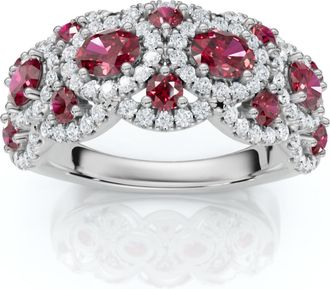 Pompeii3 1Ct Wavy Ruby & Diamond Ring 14k Gold Lab Grown