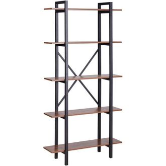 Beliani Beliani - Industrial Bookcase 5 Tiers Open Back Dark Wood Black Metal Frame Darby