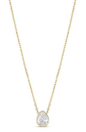 SHYMI Mini Heart Bezel Pendant Necklace in Gold/White/pear Cut at Nordstrom, Size 16