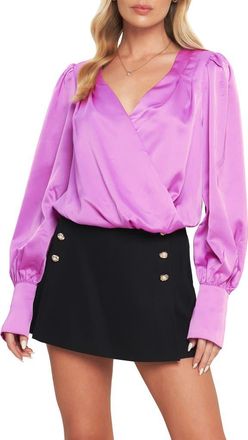Flying Tomato Long Sleeve Surplice Woven Top in Orchid at Nordstrom Rack, Size Medium