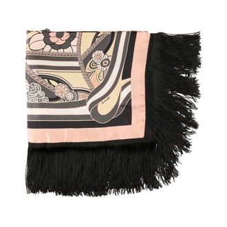 La DoubleJ Silky Scarves, female, Multicolor, Size: ONE SIZE Reversible Fringe Carre Scarf