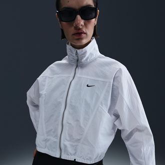Nike Womens Nike Sportswear Everything Wovens Oversized Repel UV Protection Jacket in White | HJ0999-100