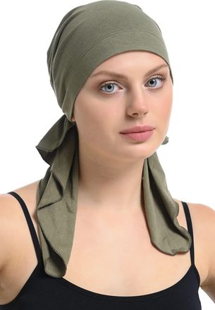 Generic Bamboo and Cotton Chemo Headwear Hair Loss Fitted Pre-Tied Bandana (Khaki)