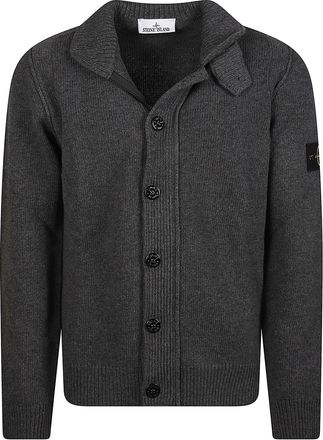 Stone Island RWS Dark Grey Ribbed Virgin Wool Cardigan