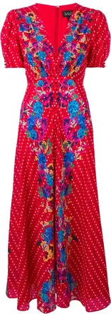 Saloni Red Polka Dot Print Silk Dress Size XXS