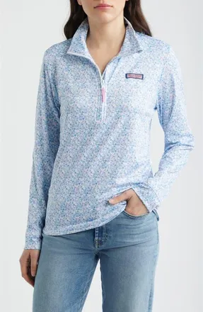 Vineyard Vines Sankaty Shep Quarter Zip Pullover in Mai Tai Toss - White at Nordstrom, Size X-Small