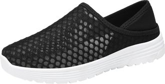 Generic Spring New Casual Shoes Border Hot Plus One Foot On Mesh Shoes Moms Shoes Womens Slipper Socks with Grippers (Black, 4.5)