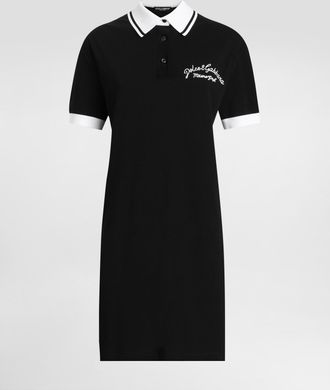 Dolce & Gabbana Cotton Piqué Dress With Dg Logo Embroidery - Woman T-shirts And Sweatshirts Black 36