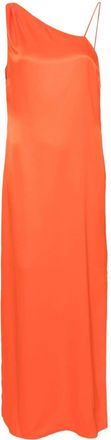 Calvin Klein asymmetric satin maxi dress - women - Lyocell/FSC Viscose/Viscose - 38 - Orange