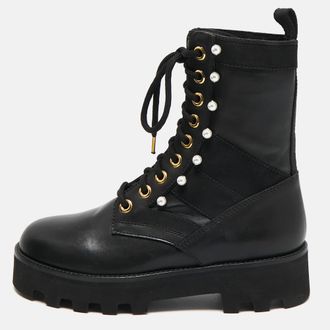 Altuzarra Black Canvas And Leather Cosmo Jungle Combat Boots