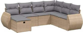 vidaXL Juego De Sof&aacute;s Jard&iacute;n Con Cojines Beige Mezcla 7 Pzas Rat&aacute;n Pe Vidaxl