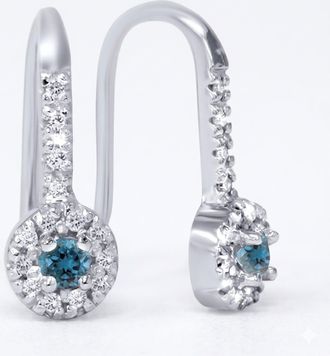 Pompeii3 1/4ct Treated Blue & White Diamond Drop White Earrings 14K White Gold