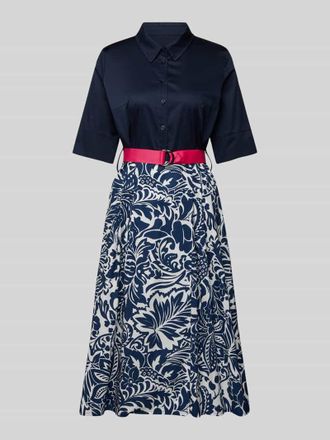White Label Midikleid mit Tailleng&uuml;rtel in Marine, Gr&ouml;&szlig;e 48