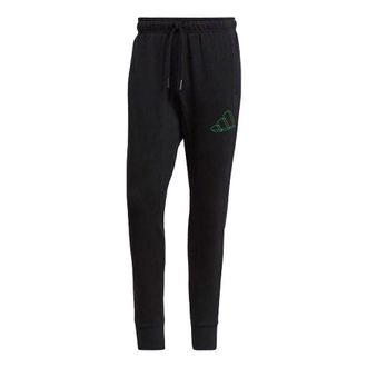 adidas Mens adidas Solid Color Logo Printing Lacing Bundle Feet Sports Pants/Trousers/Joggers Black GM6354
