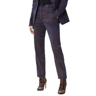 Diane Von F&uuml;rstenberg blue metallic jacquard straight pants Size S