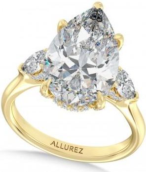 Allurez Pear Lab Diamond Engagement Ring 14K Yellow Gold (6.00ct)