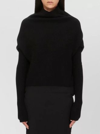 Rick Owens virgin wool draped high neck ribbed-knit jumper