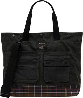 Barbour Field Waxed Tote Bag - unisex - Tassen - Groen - Maat: ONE Size Katoen