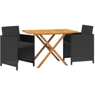 vidaXL Juego De Comedor De Jard&iacute;n 3 Piezas Con Cojines Negro Vidaxl
