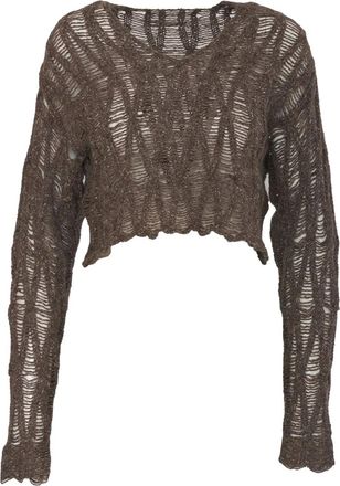 Krizia Maglione con scollo a V in lana - Marrone