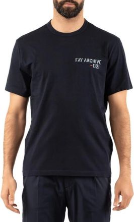 Fay T-shirt met ronde hals - Heren - T-shirts - Blauw - 2XL - Katoen - Tops