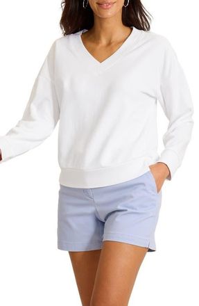 Tommy Bahama Marina del Mar Cotton V-Neck Sweatshirt in White at Nordstrom, Size X-Large