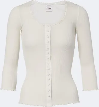Chlo&eacute; Chlo&eacute; Ribbed-knit cotton and silk jersey top