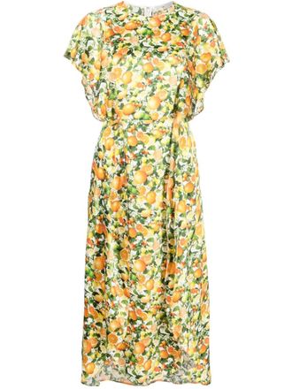 Stella McCartney fruit-print short-sleeve silk dress - women - Silk - 42 - Multicolour