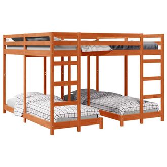 vidaXL Struttura Letto A Castello Triplo Marrone Cerato 200 X 200 Cm Vidaxl