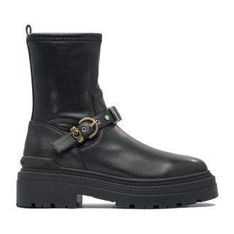 Pinko Pinko, Schoenen, Dames, Zwart, 38 EU, Leer, Mia Leren Laarzen