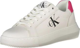 Calvin Klein Witte Leren Dames Sneaker - Dames - Sneakers - Wit - 40 EU - Leer - Schoenen