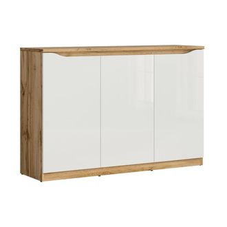 Petits Meubles Buf&eacute; 3 puertas tableros de aglomerado laminados blanco y madera