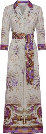 Pierre-Louis Mascia Diomede Shirt Dress - Dames - Maxi kleedjes - Paars - XL - Katoen - Kleedjes