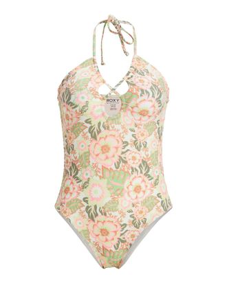 Roxy Badeanzug ROXY Canarias, Damen, Gr. XS, gr&uuml;n (oil gr&uuml;n wild flower swim), 93% Nylon, 7% Elasthan, Badeanz&uuml;ge Badeanzug